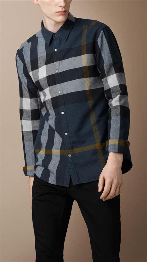 long sleeve burberry men shirt|Burberry flannel shirt men's.